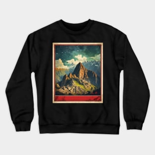 Peru Machu Picchu Starry Night Tourism Vintage Poster Art Crewneck Sweatshirt